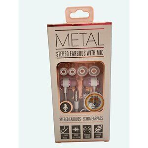 Sentry Metal Stereo Earbuds With Mic & Extra Earpads Noise Isolation Tangle Free